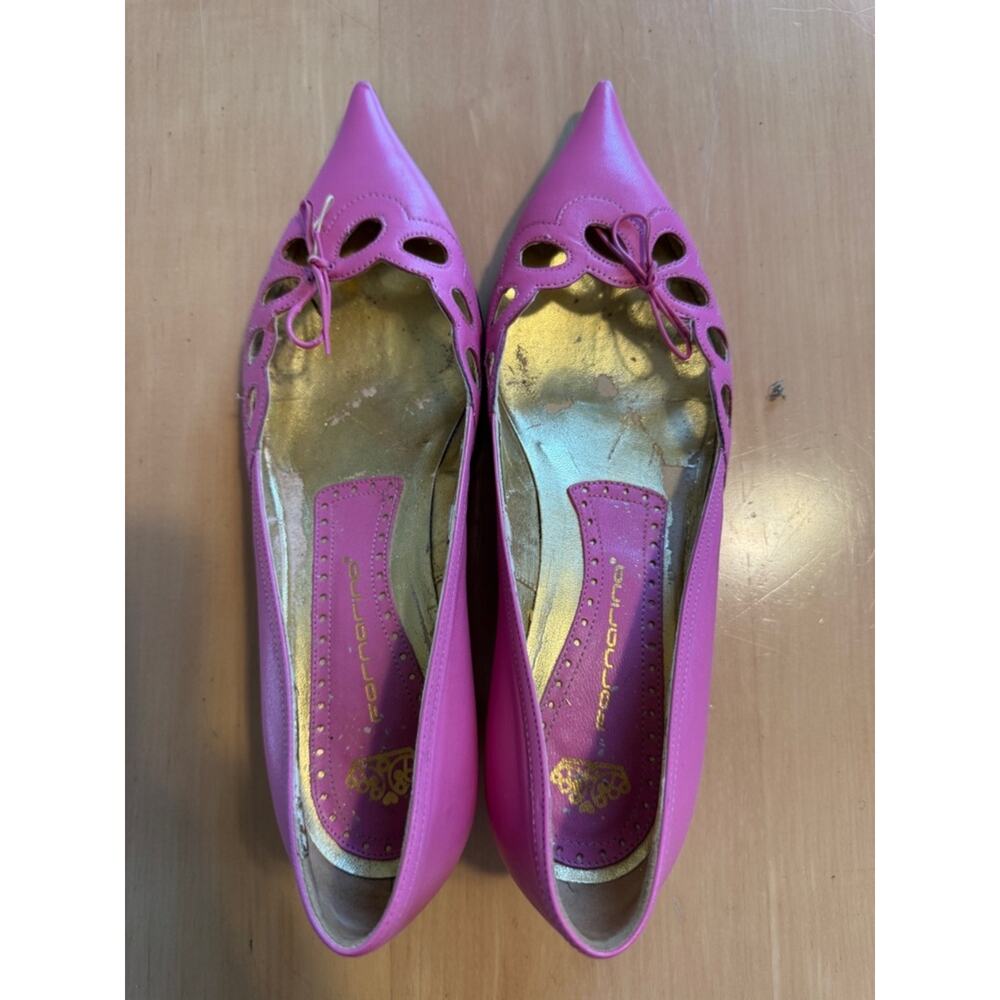 Fornarina Pointed-Toe Pink Leather Kitten Heels with Floral Cutout Detail- 39 - Picture 4 of 8